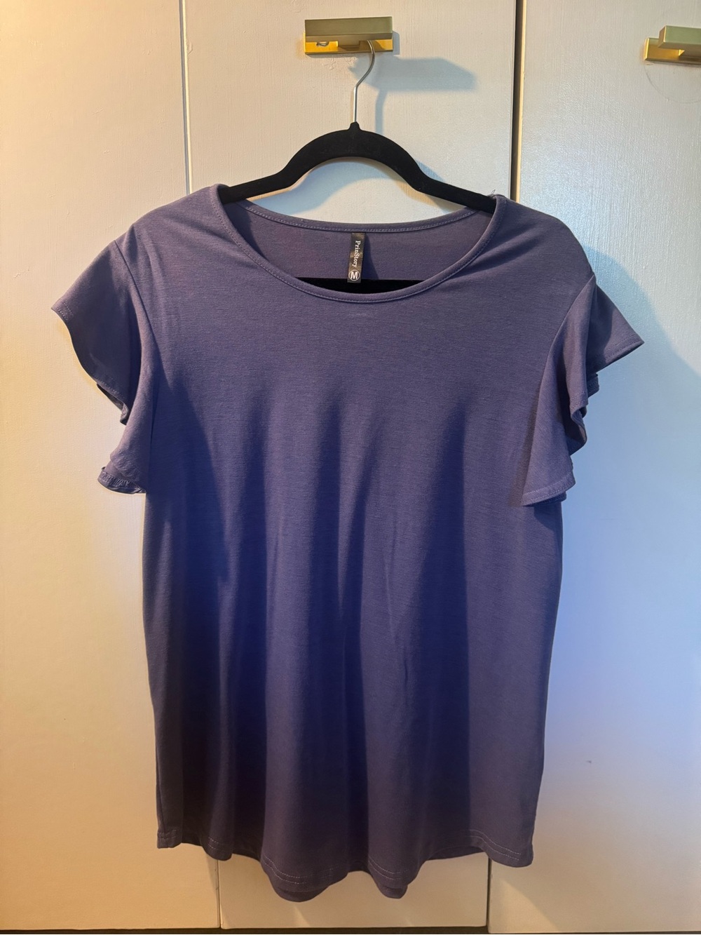 Women’s Short Sleeve Ruffle Tee - Purple